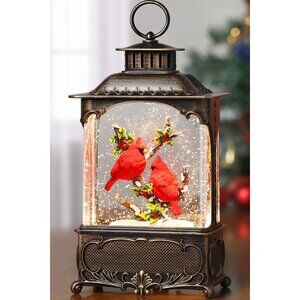 Cardinal Snow Globe Lantern Christmas Decorations Gifts Auto Snowfall Glitter Mu